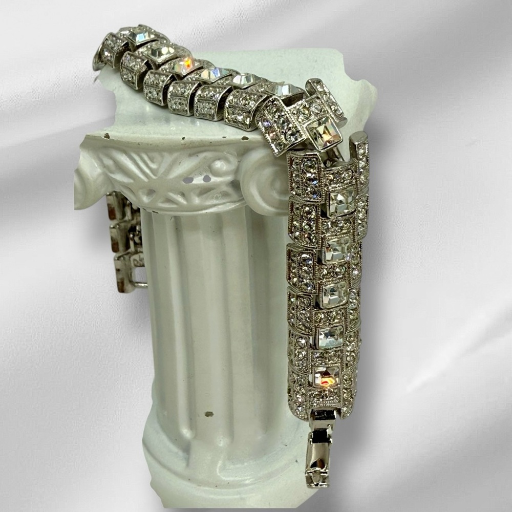 Vintage Joan Rivers Rhinestone Link Bracelet – Art Deco Style, 6.5” - Picture 7 of 17